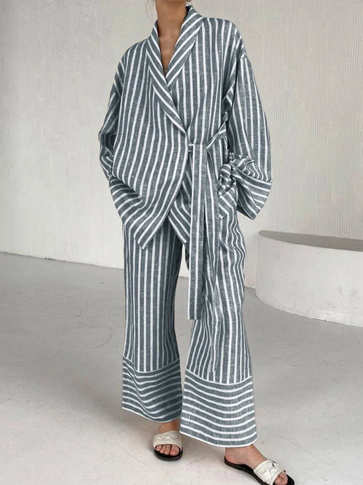 Stylish Striped Two-Piece Set