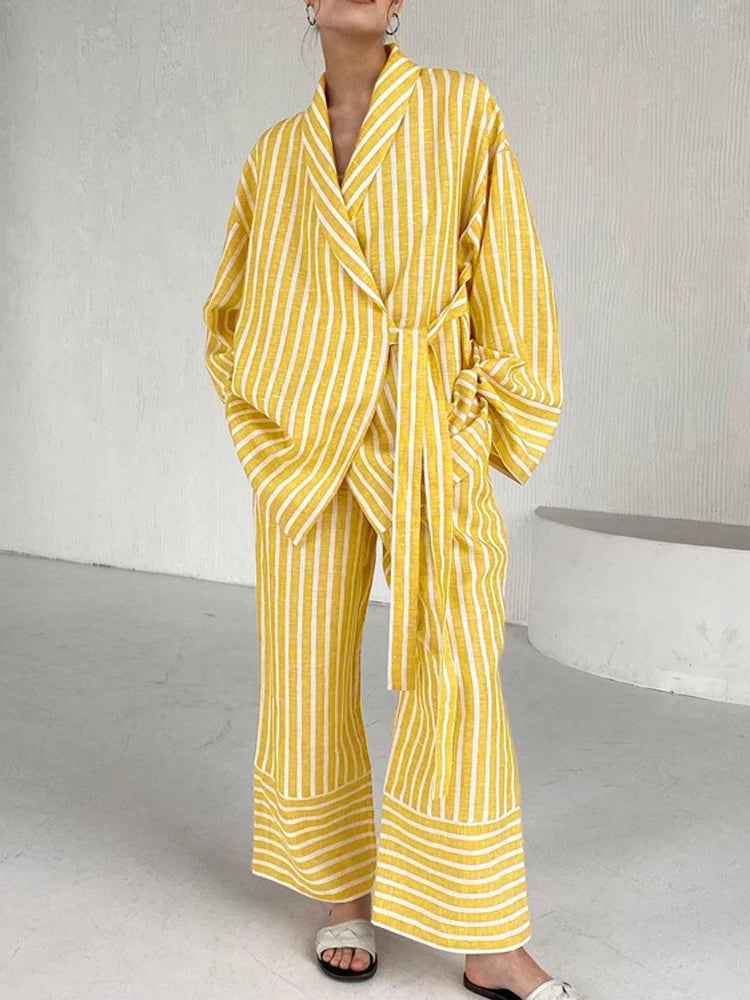 Stylish Striped Two-Piece Set