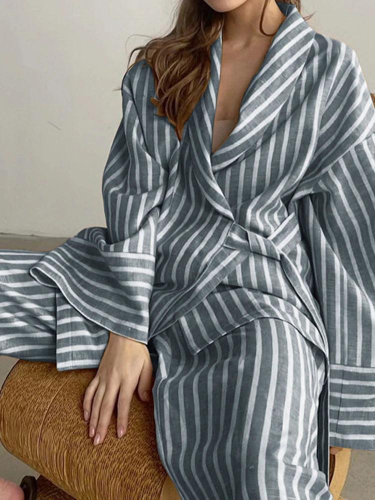 Stylish Striped Two-Piece Set