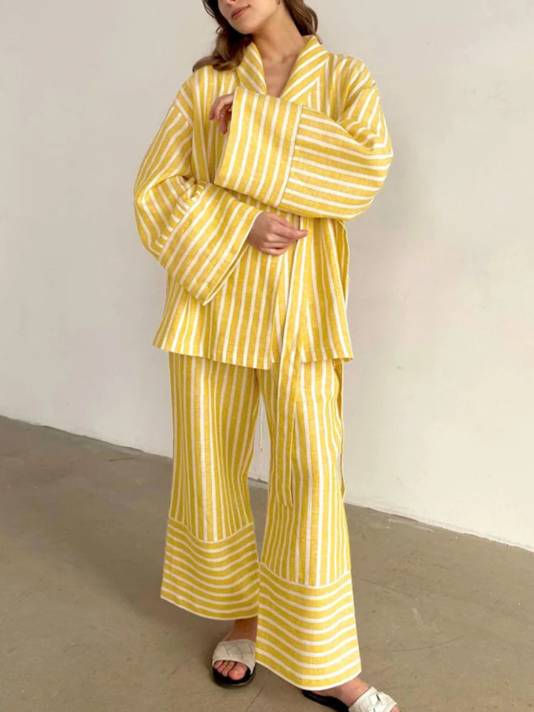 Stylish Striped Two-Piece Set