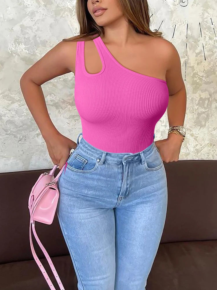 ITHG Basics - One Shoulder Ribbed Bodysuit