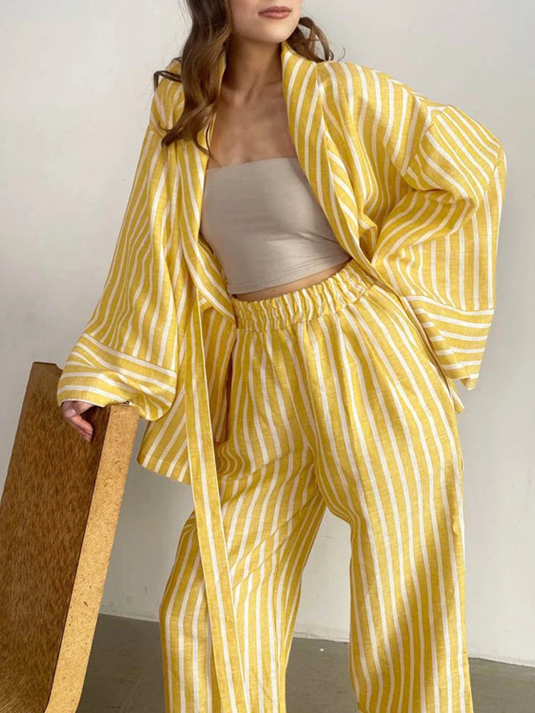 Stylish Striped Two-Piece Set