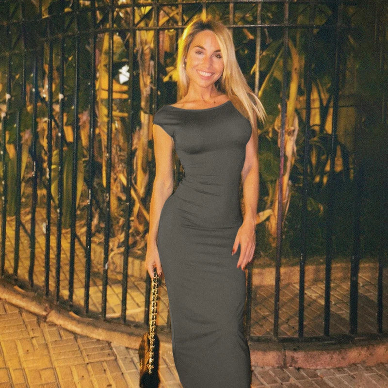 Elegant Black Backless Maxi Dress