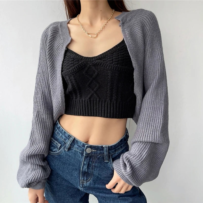 Cozy Oversized Sleeve Cropped Cardigan