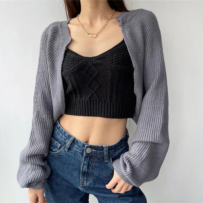 Cozy Oversized Sleeve Cropped Cardigan