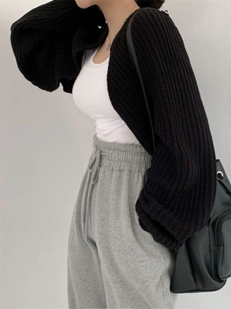 Cozy Oversized Sleeve Cropped Cardigan